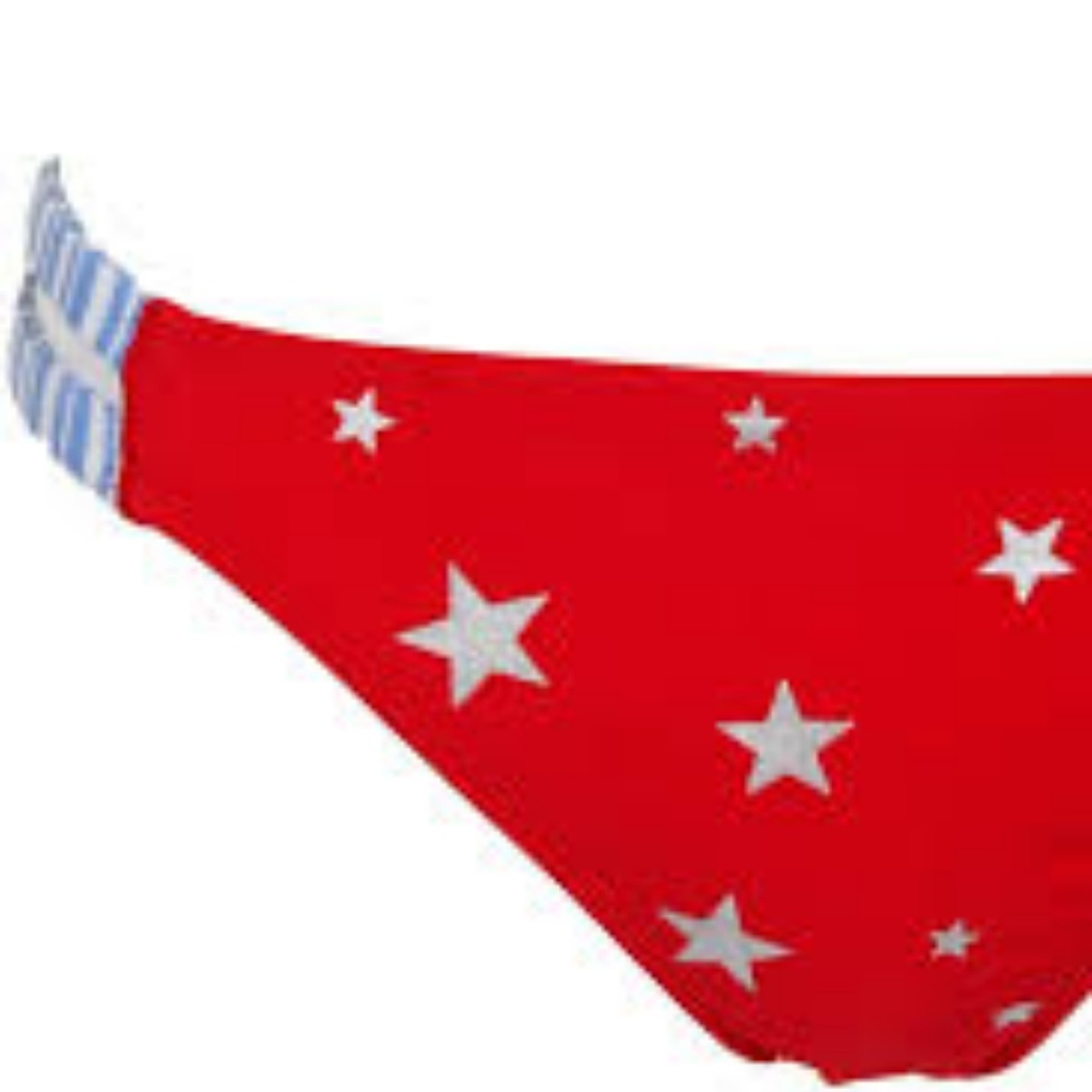 California Waves Red Blue Americana Bikini Bottoms - Picture 4 of 5